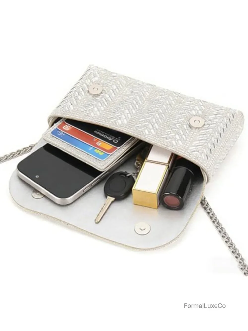 3D Rhinestone Evening Clutch PU Leather Handbag for Prom Party Wedding